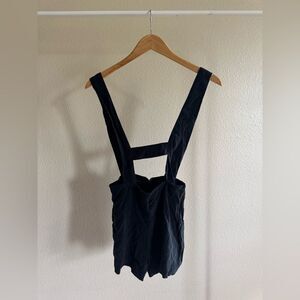 Reformation black silky overalls romper size XS